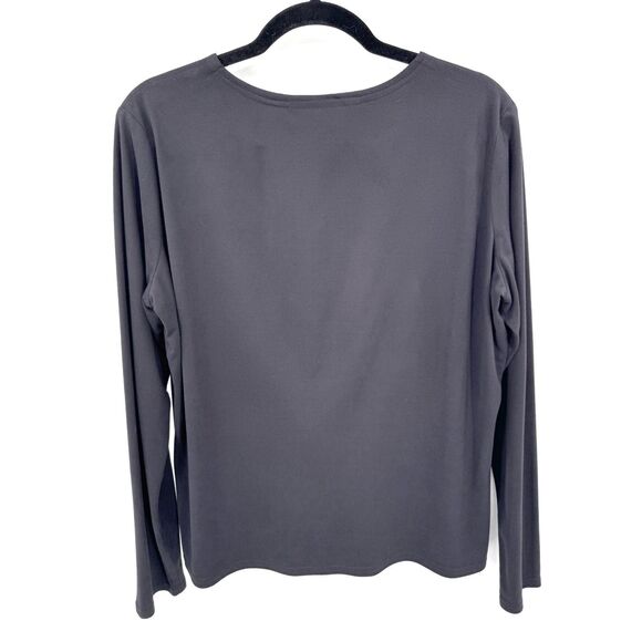 DOUBLE D RANCH Black Microsuede Long Sleeve Crew Neck Top Size Large L - Picture 1 of 6